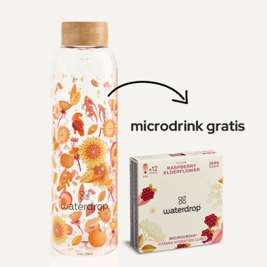 WATERDROP YOUTH szklana butelka 600ml + GRATIS