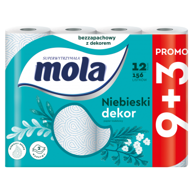 Papier toaletowy Mola Niebieski Dekor 12 szt.