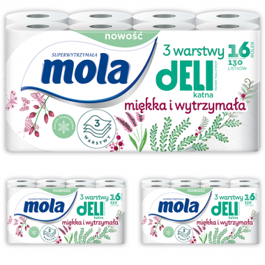 Papier toaletowy Mola Delikatna Biała 48 szt. 3 opakowania 
