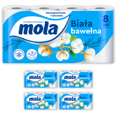 Papier toaletowy Mola Biała Bawełna 40 szt. 5 op. 