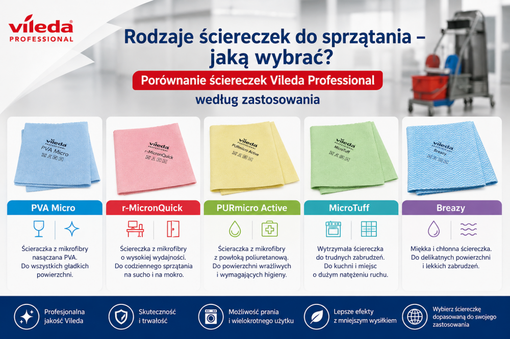 Rodzaje profesjonalnych ściereczek do sprzątania według zastosowania